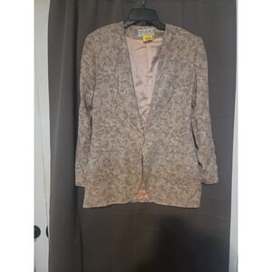 Studio Collection Beige Floral Blazer, Women's Size 4 Tan Jacket, Vtg Sport Coat